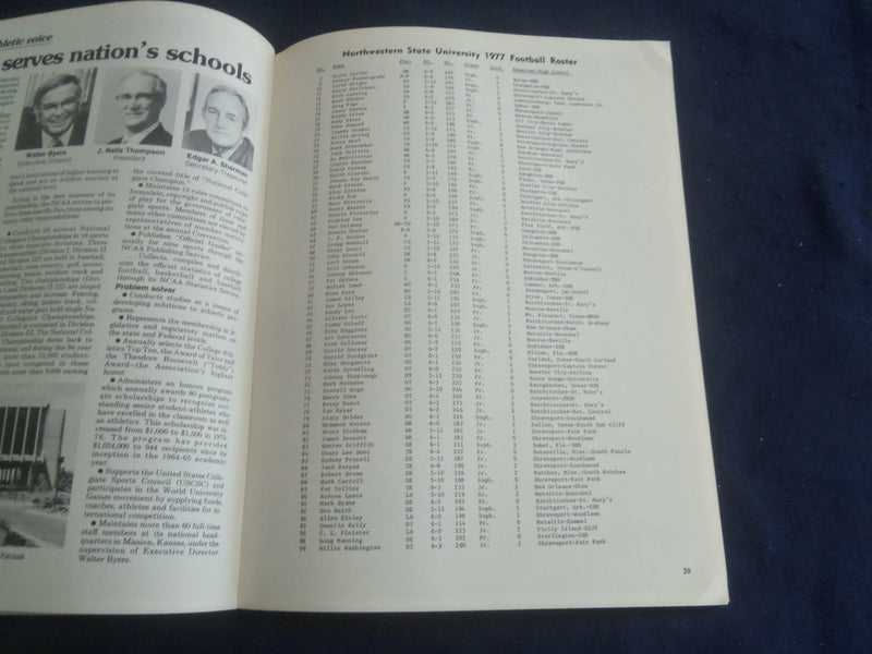1977 NOV 5 COLLEGE GAME PROGRAM - NW STATE UNIV VS MCNEESE STATE UNIV - ST 6044H