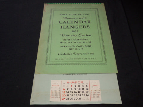 1952 BEAUX-ART HANGERS CALENDAR SALESMAN SAMPLE SHEETS BOOK - C 23