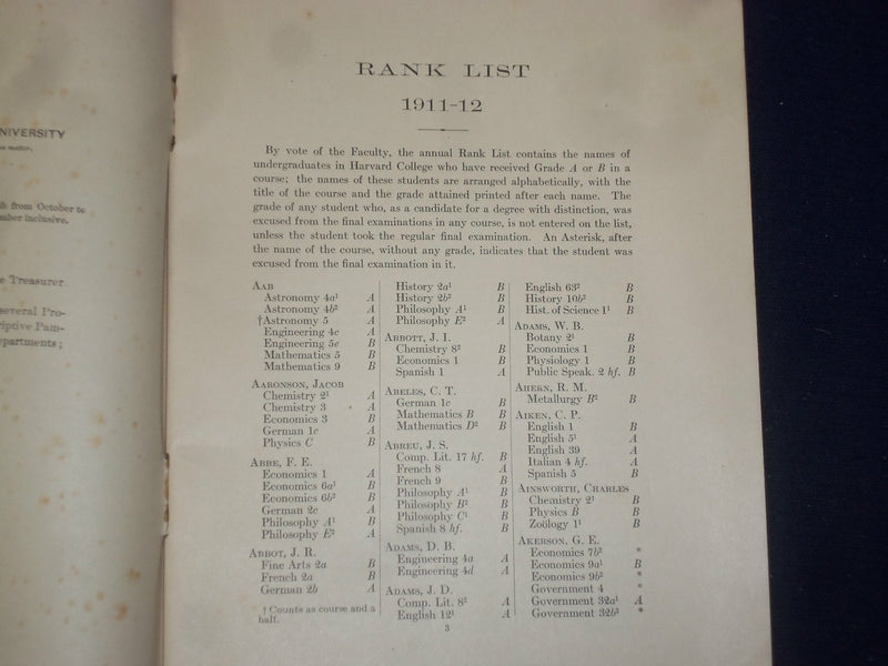 1912-1914 HARVARD UNIVERSTITY OFFICIAL REGISTER - LOT OF 5 - O 226J