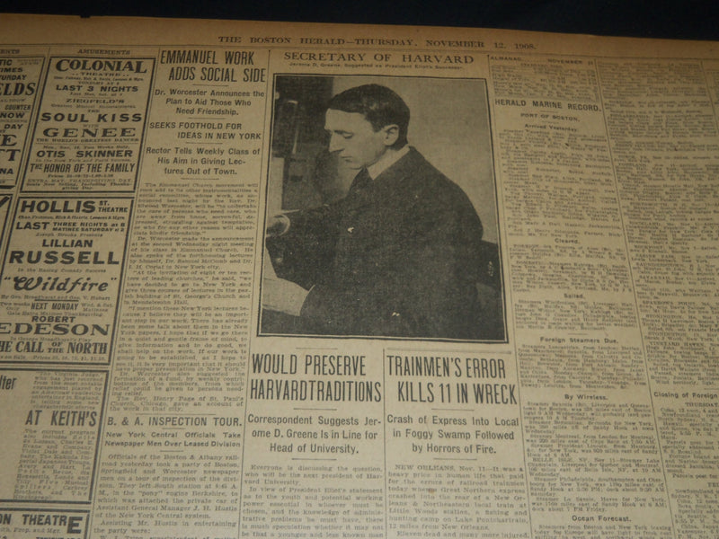 1908 NOV 12 THE BOSTON HERALD - RICHARD MACLAURIN NEW M. I. PRESIDENT - BH 248