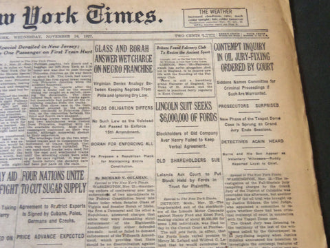 1927 NOVEMBER 16 NEW YORK TIMES - CONTEMPT INQUIRY IN OIL JURY FIXING- NT 6380