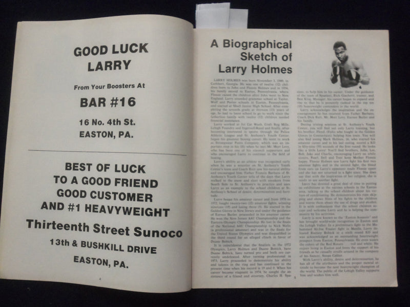 1976 JANUARY 29 LEGIGH VALLEY HONORS SPORTSMAN LARRY HOLMES PROGRAM - K 160