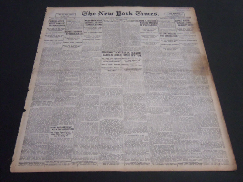 1920 MARCH 6 NEW YORK TIMES - REPARATION FIRST IS FRENCH DEMAND - NT 6770