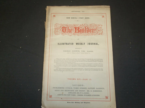 1861 SEPTEMBER THE BUILDER ARCHITECT MAGAZINE - 4 ISSUES ILLUSTRATIONS - ST 416N