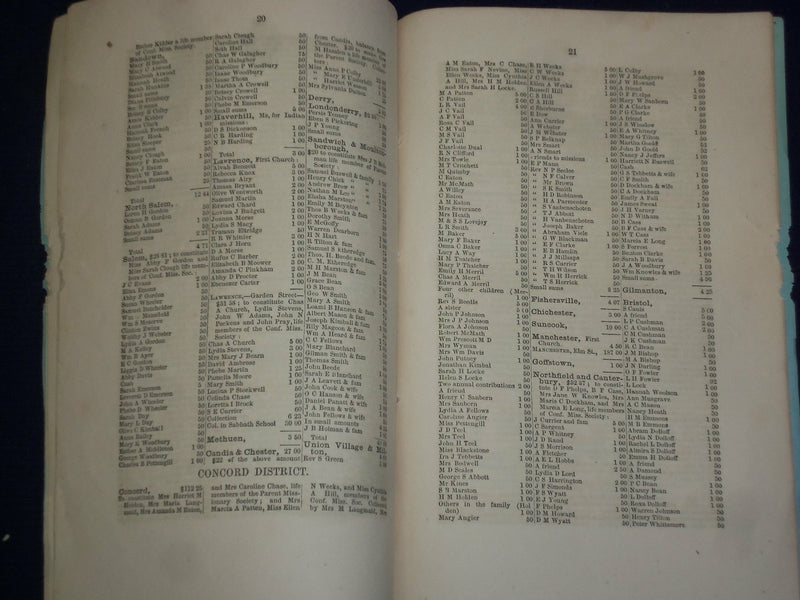 1857 NEW HAMPSHIRE METHODIST EPISCOPAL CHURCH REPORT - J 4602