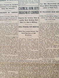 1921 JANUARY 29 NEW YORK TIMES - CHEMICAL BANK BUYS BROADWAY CORNER - NT 8098