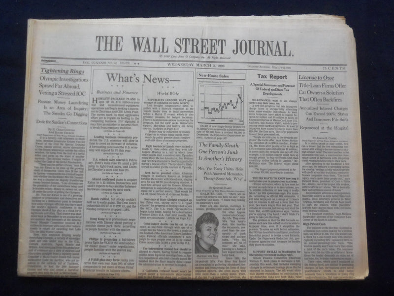 1999 MAR 3 THE WALL STREET JOURNAL-OLYMPIC INVESTIGATIONS, RUSSIAN MONEY- WJ 313