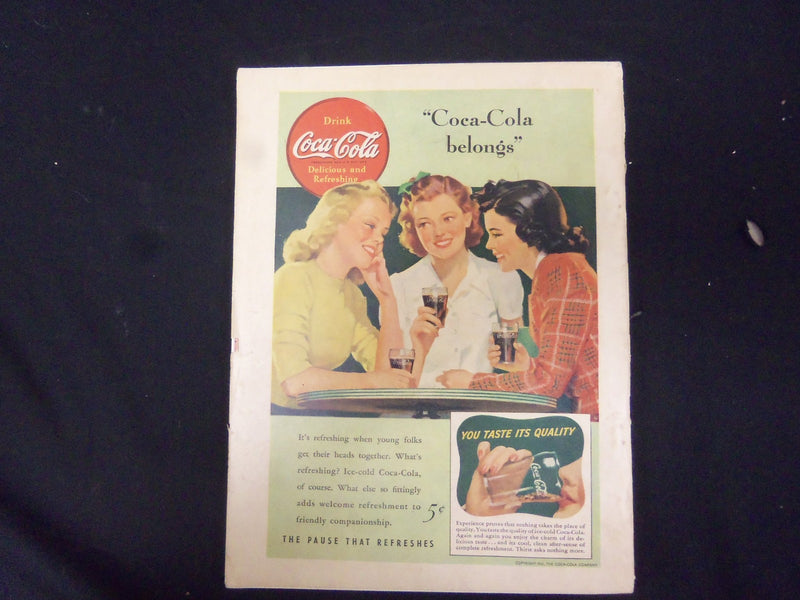 1941 JUNE COSMOPOLITAN MAGAZINE - ILLUS COVER - COCA COLA AD BACK COVER- ST 3043