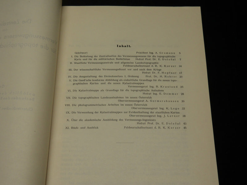 1935 DIE ZENTRALISIERUNG DES VERMESSUNGSWESENS GERMAN BOOK - J 5897