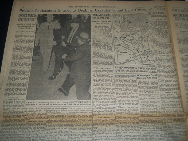 1963 NOV 25 NEW YORK TIMES - PRESIDENT'S ASSASSIN SHOT TO DEATH - NP 3561