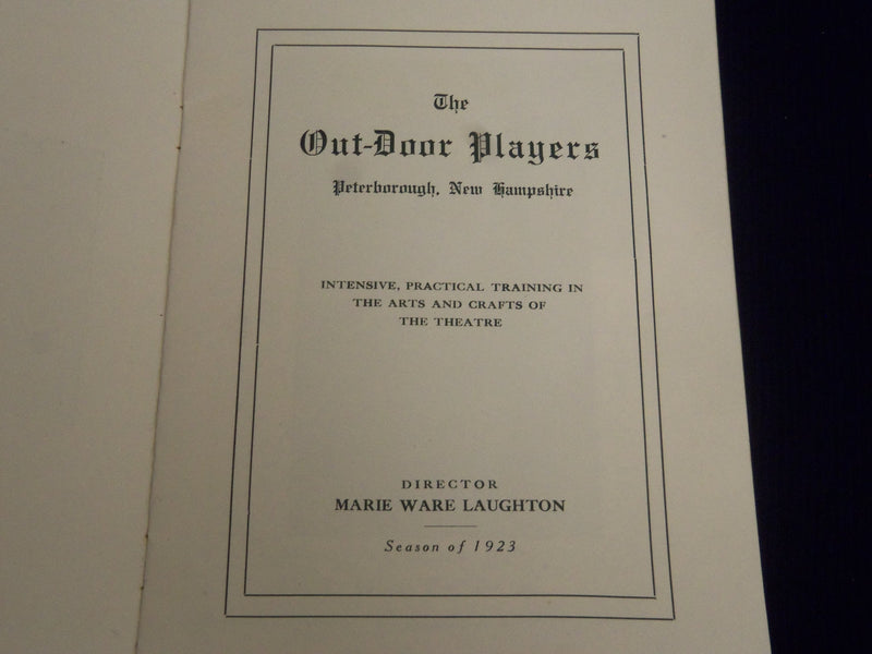 1923 THE OUT-DOOR PLAYERS SEASON OF 1923 - PETERBOROUGH NEW HAMPSHIRE - SP 2530