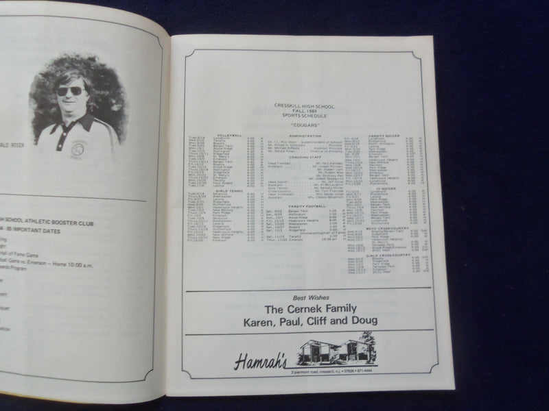 1984-1985 CRESSKILL HIGH SCHOOL COUGAR ALL SPORTS PROGRAM PROGRAM - J 8453