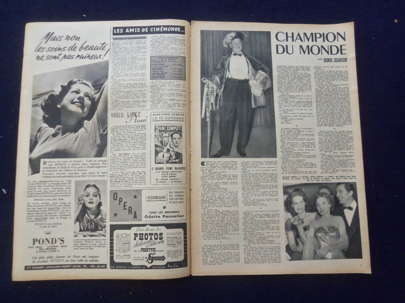 1948 OCT 19 CINEMONDE MAGAZINE - MAUREEN O'HARA COVER - FRENCH EDITION- SP 4868A