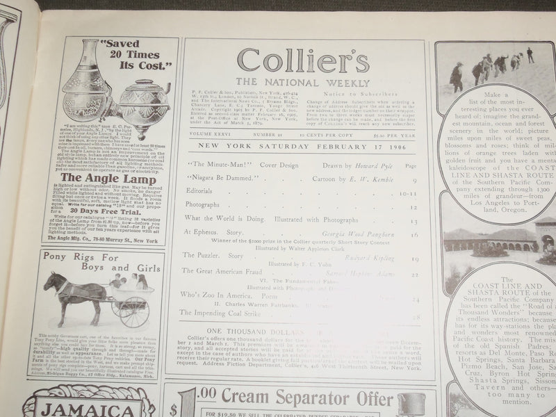 1906 FEBRUARY 17 COLLIER'S MAGAZINE - HOWARD PYLE COVER - F 578