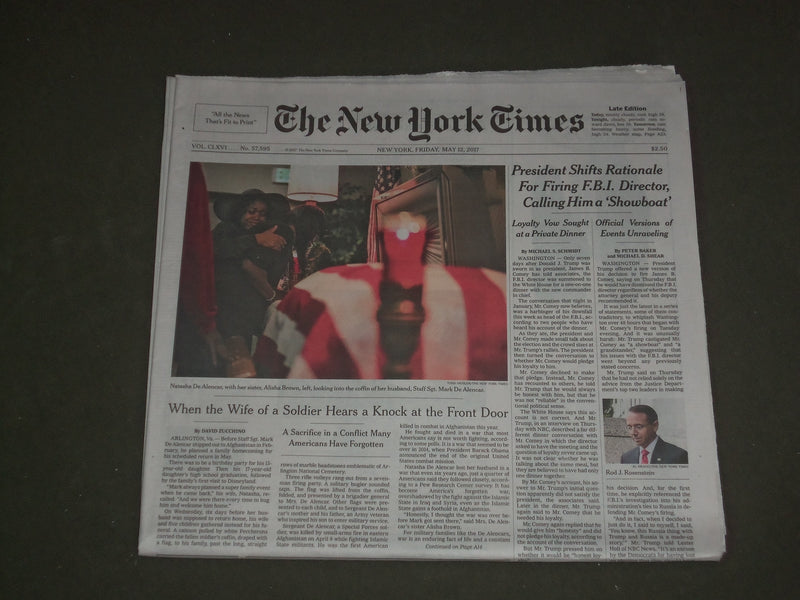 2017 MAY 12 NEW YORK TIMES - DONALD TRUMP CALLS JAMES COMEY 'A SHOWBOAT'