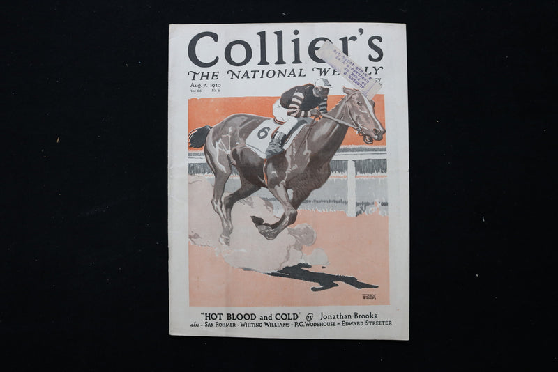 1920 AUGUST 7 COLLIER'S MAGAZINE - A JOCKEY ON HORSE COVER - E 10991
