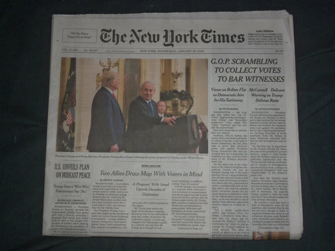 2020 JANUARY 29 NEW YORK TIMES- GOP SCRAMBLING TO COLLECT VOTES TO BAR WITNESSES