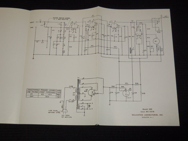 1965 INSTRUCTIONS FOR AC ELECTRONIC VOLTMETER MODEL 300 - BOONTON NJ - J 7577
