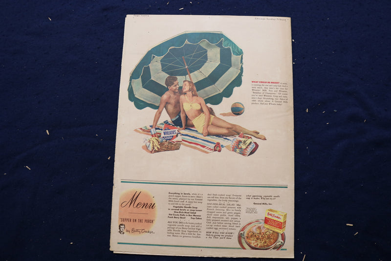 1946 AUGUST 4 CHICAGO TRIBUNE MAGAZINE - TRUDY MARSHALL COVER - E 22836
