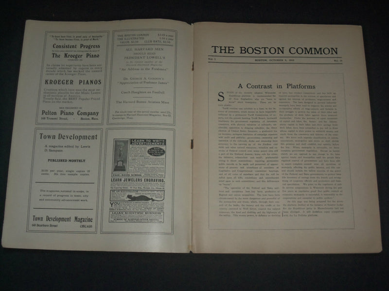 1910 OCTOBER 8 THE BOSTON COMMON MAGAZINE - PROBING LODGE'S RECORD - B 6227