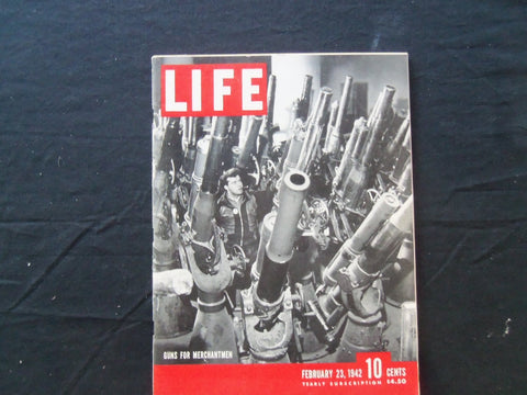 1942 FEBRUARY 23 LIFE MAGAZINE - GUNS FOR MERCHANTMEN - L 275