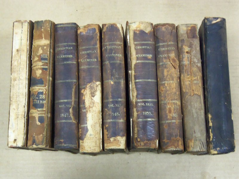 1834-1866 THE CHRISTIAN EXAMINER REVIEW MAGAZINE BOUND VOLUME LOT OF 9- KD 1144A