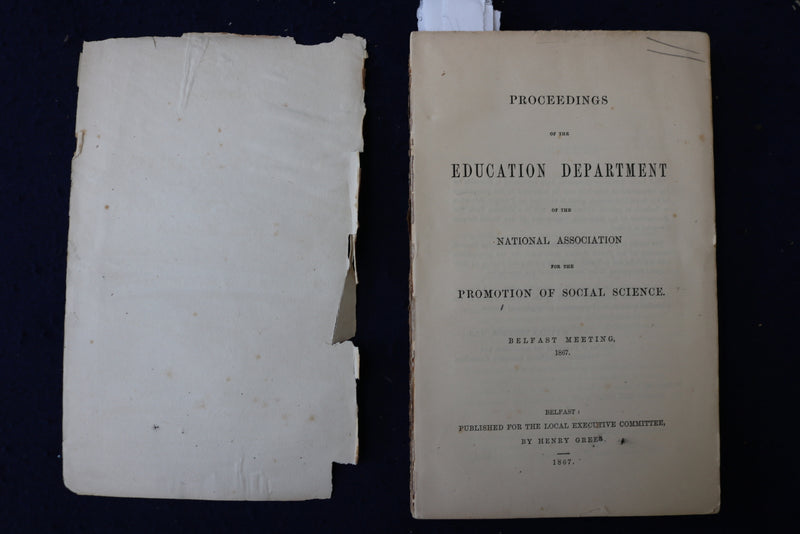 1867 EDUCATION DEPARTMENT PROCEEDINGS - BELFAST MEETING SOFTCOVER BOOK - K 965