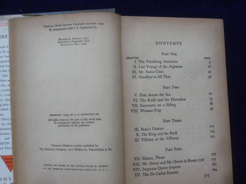 1939-1945 THE DRAGON'S TEETH HARDCOVER BOOKS BY ELLERY QUEEN - LOT OF 2 -KD 8504