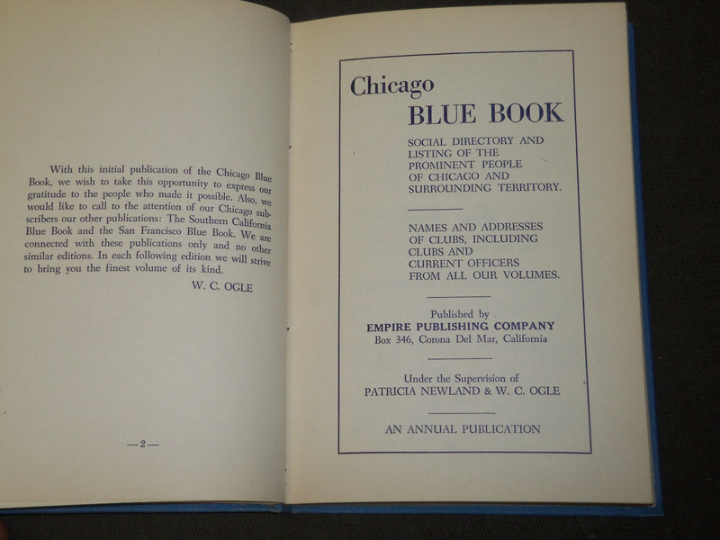 1952 CHICAGO BLUE BOOK PUB. BY EMPIRE PUBLISHING COMPANY - KD 5187