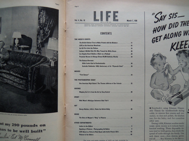 1938 MARCH 7 LIFE MAGAZINE - TEXAS HIGH SCHOOL GIRLS - L 68