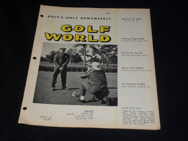 1966 FEBRUARY 18 GOLF WORLD MAGAZINE - JACK HUTCHINSON SR. FRONT COVER - E 7265
