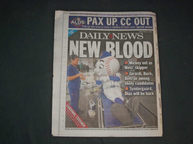 2019 OCTOBER 4 NY DAILY NEWS NEWSPAPER - ROBERT DENIRO EX-AIDE CLAIMS VILE RANTS