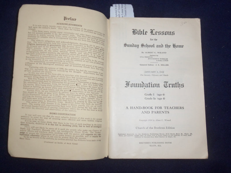 1918 BIBLE LESSON FOR THE SUNDAY SCHOOL AND THE HOME - J 9475