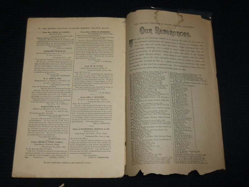 1885 BRYANT STRATTON & SADLER BUSINESS COLLEGE CATALOGUE - J 6866