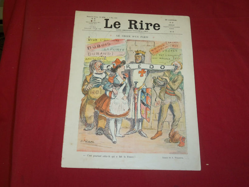 1910 MAY 7 LE RIRE MAGAZINE-NOUVELLE SERIE#379-LE CHOIX D'UN PARTI-FRENCH-FR1621