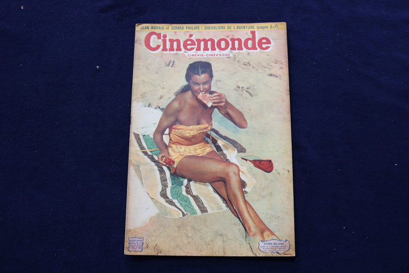 1951 AUGUST 11 CINEMONDE MAGAZINE - ESTHER WILLIAMS - FRENCH COVER - E 23977