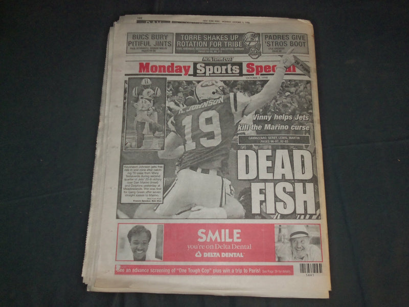 1998 OCTOBER 5 NEW YORK POST NEWSPAPER - YANKEES TRY TO DEFEAT INDIANS- NP 4110