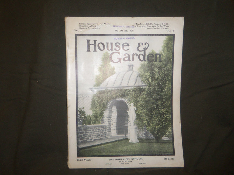 1906 OCTOBER THE HOUSE & GARDEN MAGAZINE - GREAT PHOTOS & ADS - ST 779