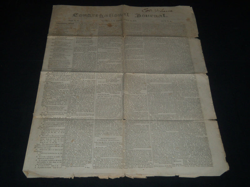 1842 MARCH 18 CONGREGATIONAL JOURNAL NEWSPAPER - CONCORD NEW HAMPSHIRE - NP 614J