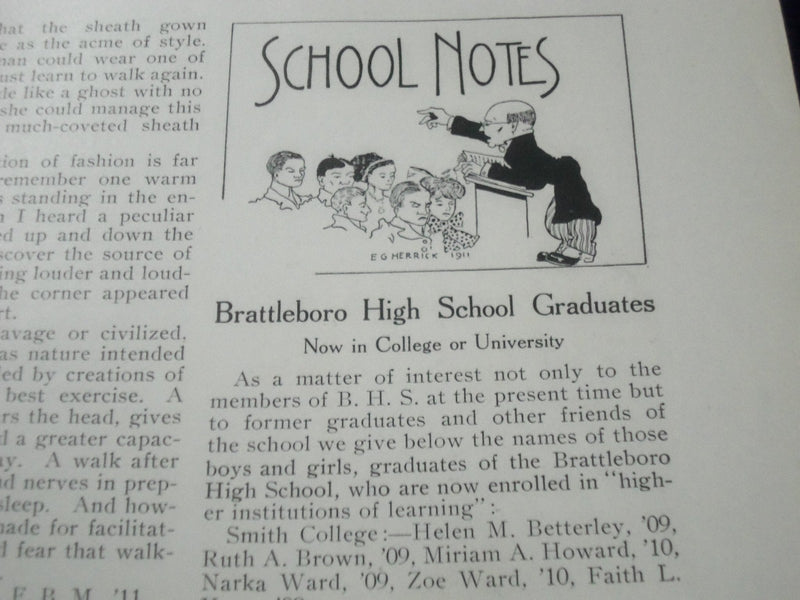 1911 THE DIAL BRATTLEBORO HIGH SCHOOL MAGAZINE LOT OF 6 - GREAT INFO. - O 2341