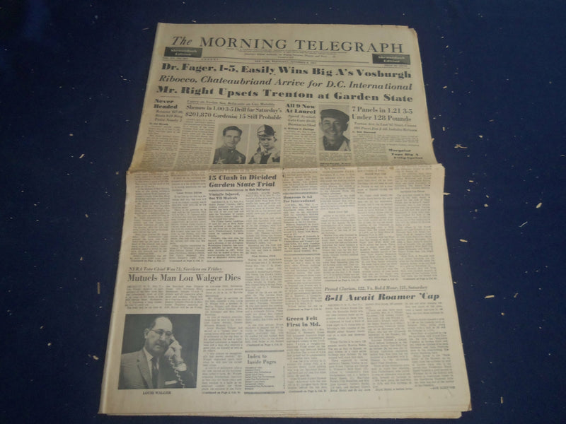 1967 NOV 8 THE MORNING TELEGRAPH - DR. FAGER, 1-5, EASILY WINS VOSBURGH- NP 5565