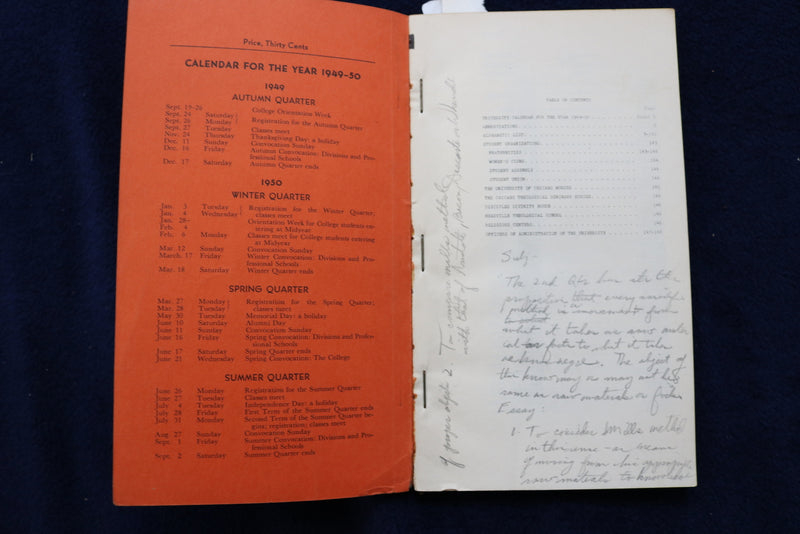 1949-1950 THE UNIVERSITY OF CHICAGO STUDENT DIRECTORY SOFTCOVER BOOK - K 866