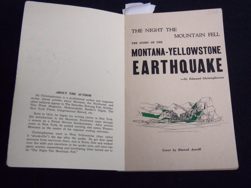 1960 STORY OF MONTANA - YELLOWSTONE EARTHQUAKE BY CHRISTOPHERSON - J 8726