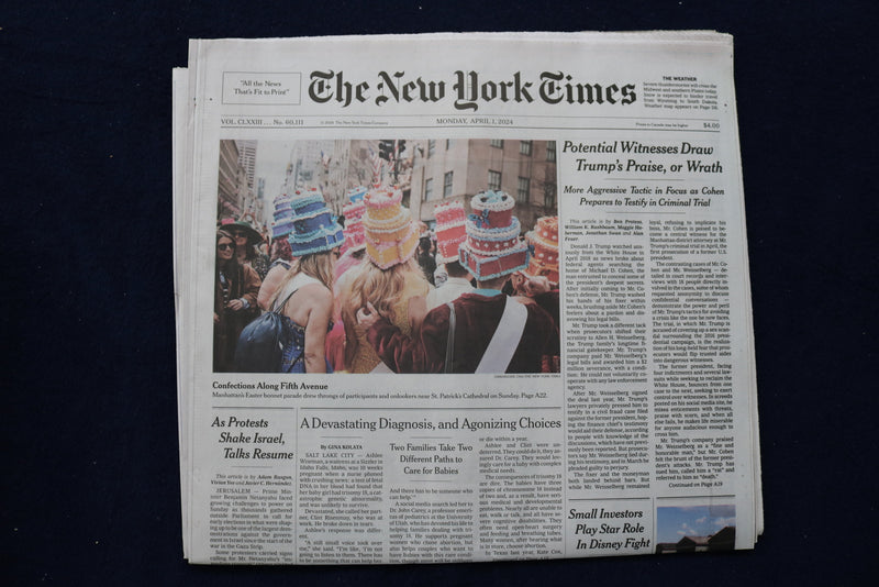 2024 APRIL 1 NEW YORK TIMES - POTENTIAL WITNESSES DRAW TRUMP'S PRAISE, OR WRATH