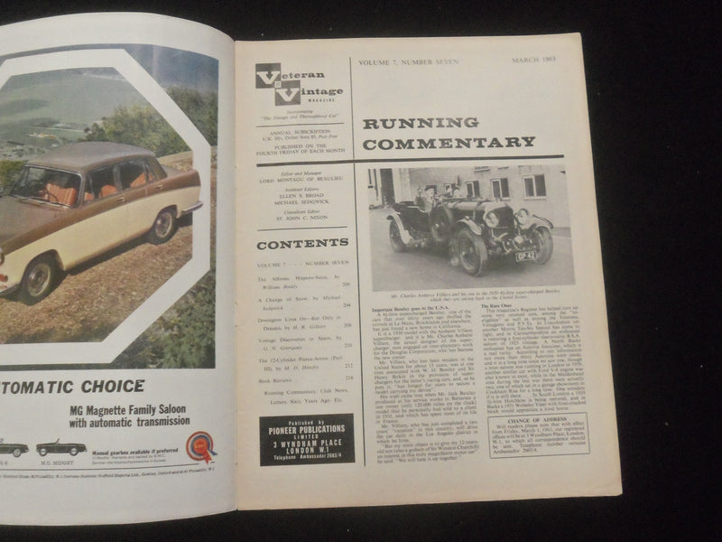 1963 JANUARY-MARCH VETERAN & VINTAGE MAGAZINE -LOT OF 3 - CAR/MOTORCYCLE- J 7827