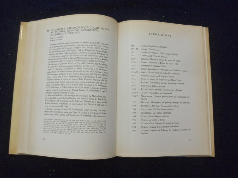 1962 CIMA DA CONEGLIANO HARDCOVER BOOK - ITALIAN TEXT - KD 8346