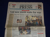1991 JANUARY 16 ASBURY PARK PRESS NEWSPAPER - WORLD AWAITS WAR IN IRAQ - NP 3067
