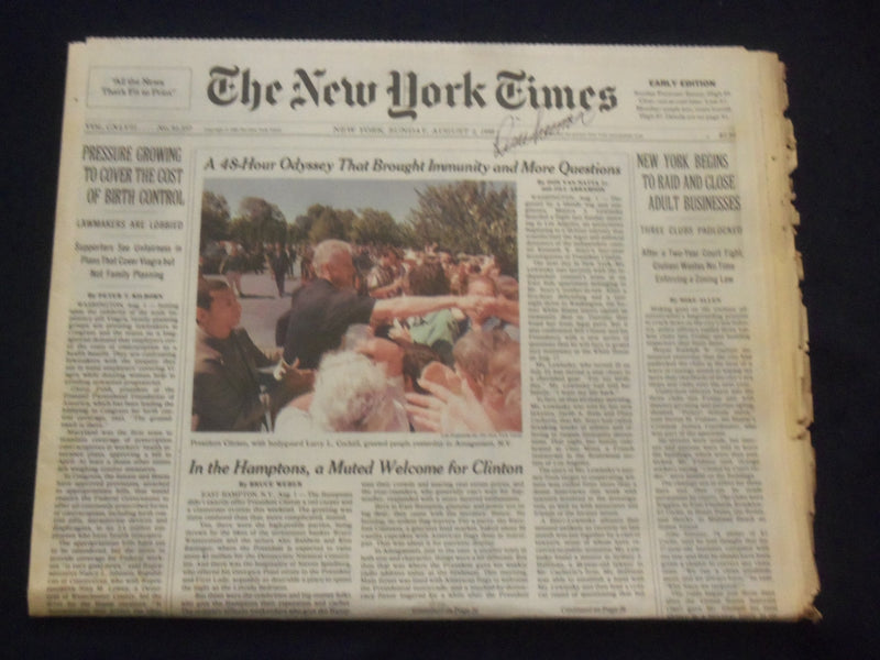 1998 AUG 2 NEW YORK TIMES NEWSPAPER -NYC TO RAID/CLOSE ADULT BUSINESSES- NP 7135
