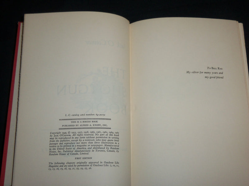1965 THE SHOTGUN BOOK HARDCOVER BOOK BY JACK O'CONNOR - FIRST EDITION - KD 6755
