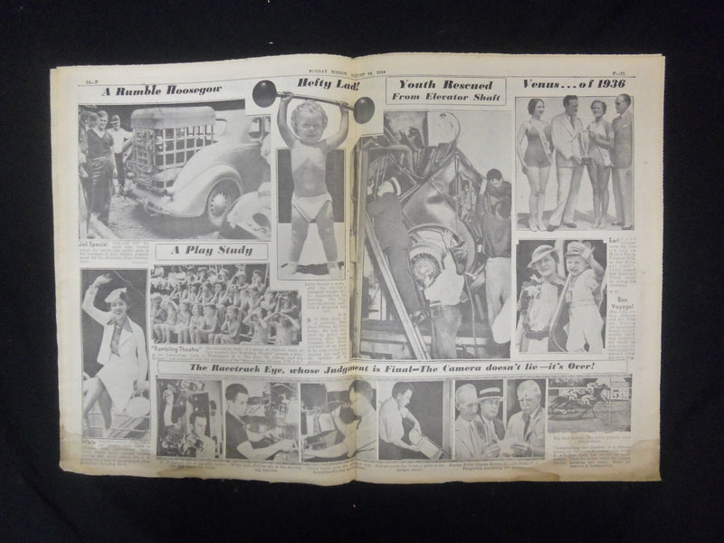 1936 AUGUST 16 NEW YORK SUNDAY MIRROR - JOE LOUIS CHOICE OVER GOB - NP 2319